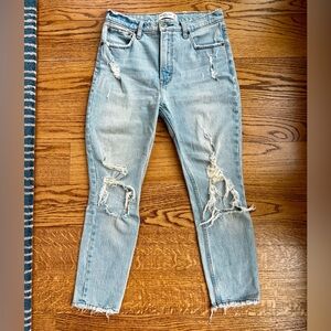 Abercrombie & Fitch Light wash high rise Distressed Jeans